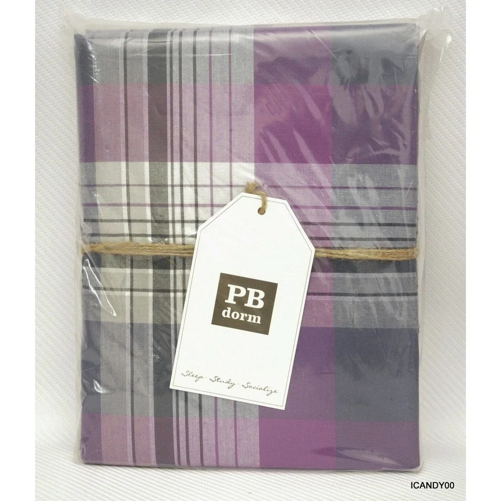Pottery Barn PRESCOTT PLAID Duvet/Comforter Cover Twin/Twin XL Navy/Purple Nip